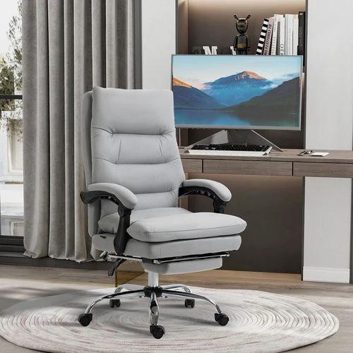 Vinsetto Microfibre Vibration Massage Office Chair with Heat, Footrest, Grey by Vinsetto