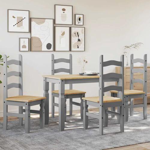 vidaXL 5 Piece Dining Set Panama Grey Solid Wood Pine by vidaXL