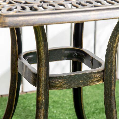 Outsunny Outsunny 54 x 54cm Aluminium Outdoor Garden Side Table w/ Umbrella Hole, Bronze - Garden Table