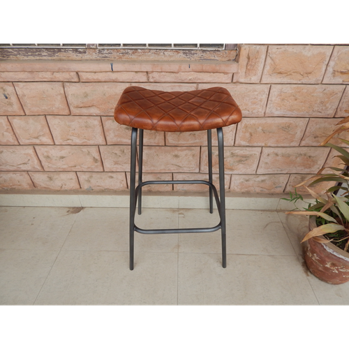 MSL Stylish Leather Stool 78CM with Sturdy Metal Frame for Modern Home Decor - Uncategorized Bar Stool