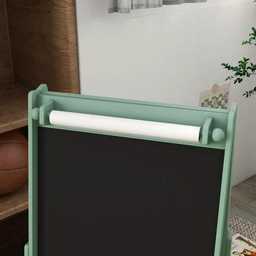 AIYAPLAY Kids Easel Compact Three In One Chalkboard Whiteboard Paper Roll Storage For Children Green by AIYAPLAY