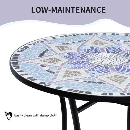 Outsunny Garden Table, Mosaic Round Patio Side Table with 60cm Ceramic Top by Outsunny