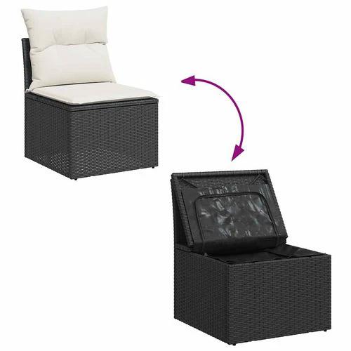 vidaXL vidaXL 4 Piece Garden Sofa Set with Cushions Black Poly Rattan Acacia - Garden Sofa Sets