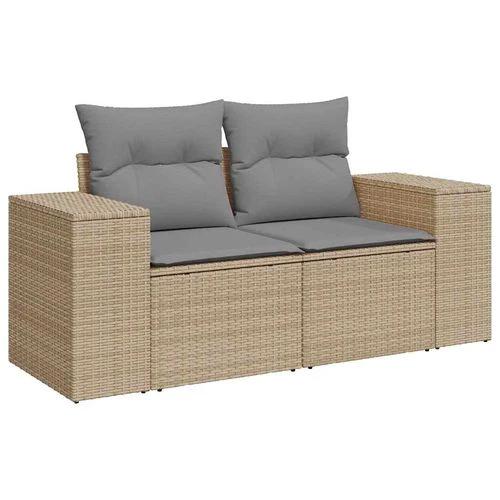vidaXL 9 Piece Garden Sofa Set with Cushions Beige Poly Rattan Acacia by vidaXL