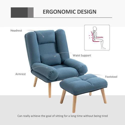 HOMCOM Recliner with Ottoman 3-Position Adjustable Reclining Lounger Sofa Chair - Recliner