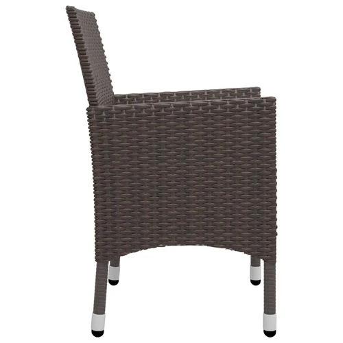 5 Piece Garden Dining Set Poly Rattan and Tempered Glass Brown by vidaXL