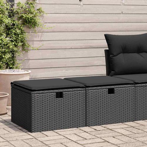 vidaXL 2 Piece Garden Sofa Set with Cushions Black Poly Rattan Acacia by vidaXL