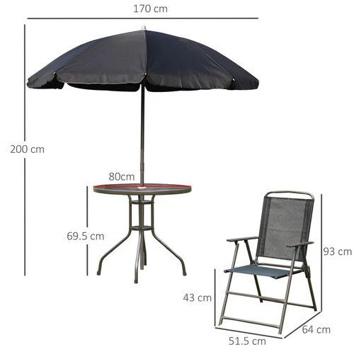 6 Pcs Bistro Set, Texteline-Black by Outsunny