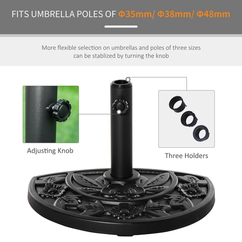 Outsunny Outsunny Half Round Umbrella Base 50x32cm Weighted Design for Outdoor Patio Use - Parasol