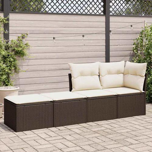 vidaXL vidaXL 2 Piece Garden Sofa Set with Cushions Brown Poly Rattan Acacia - Garden Sofa Sets