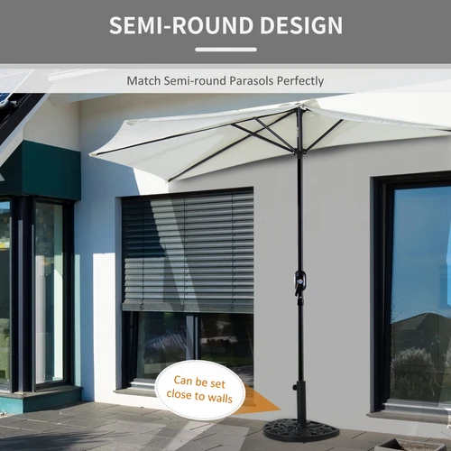 Outsunny Outsunny Half Round Umbrella Base 50x32cm Weighted Design for Outdoor Patio Use - Parasol