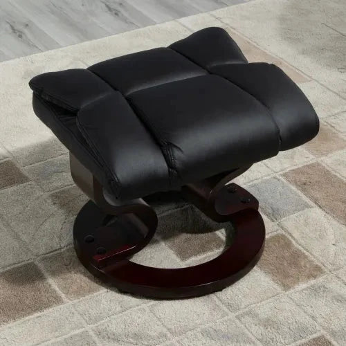 Padded PU Leather Manual Reclining Armchair Sofa Chair w/ Footstool Black by Unbranded