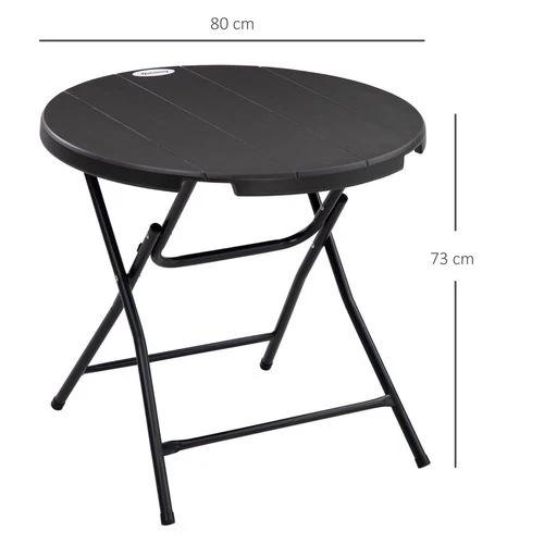 Outsunny Foldable Garden Table for 4, Round Outdoor Dining Table with Steel Frame - Garden Table