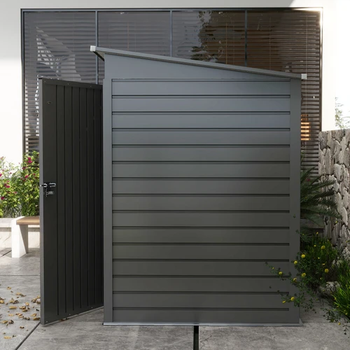 Outsunny Outsunny Galvanised Metal Garden Shed 6.3 x 4.3FT Lockable Door with Ventilation for Outdoor Tool Storage - Garden Shed