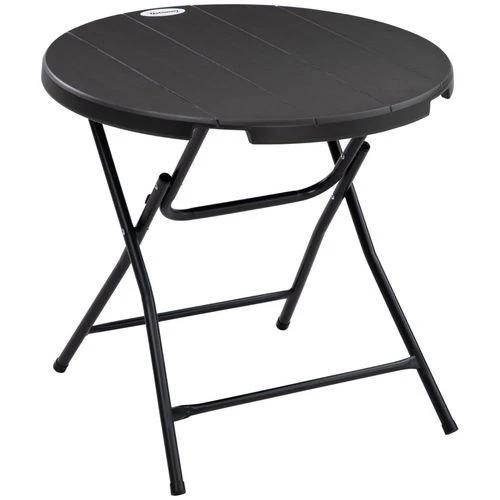 Outsunny Foldable Garden Table for 4, Round Outdoor Dining Table with Steel Frame - Garden Table