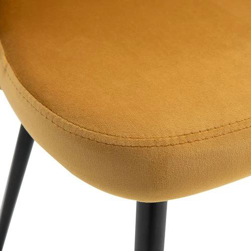 HOMCOM 2 Pieces Modern Upholstered Fabric Bucket Seat Dining Chairs Living Room Yellow - Fabric Dining Chairs