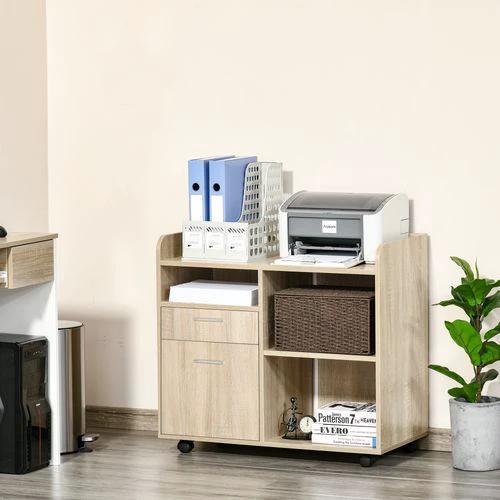 Unbranded Filing Cabinet Mobile Printer Stand w/ Adjustable Storage Shelf, Oak Vinsetto - Filing Cabinet
