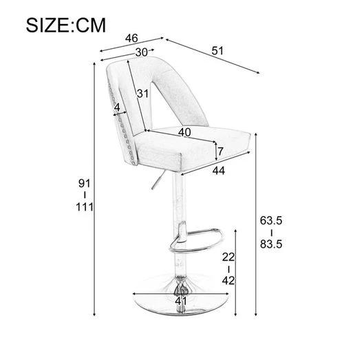 N/A Elegant Velvet Bar Stool with Adjustable Height and 360 Degree Rotation for Stylish Home or Office Use - Bar Stool