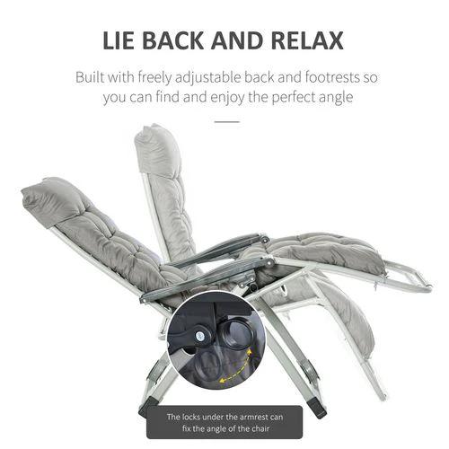 Outsunny Outsunny 2 PCS Reclining Zero Gravity Chair Folding Lounger Cushion Dark Grey - Sun Lounger