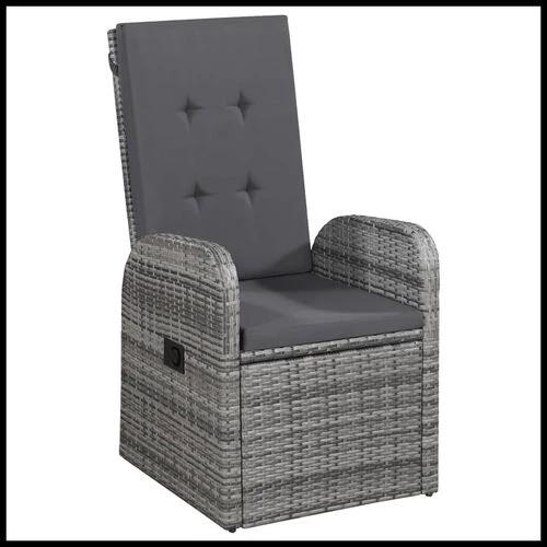 vidaXL vidaXL 7 Piece Garden Dining Set with Cushions Grey Poly Rattan - Garden Set