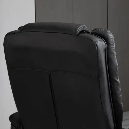Unbranded Swivel Manual Recliner and Footrest Set PU Lounge Chair Wood Base, Black - Recliner