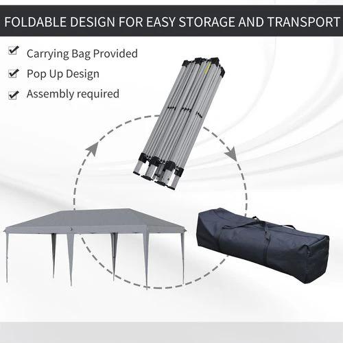 3 x 6 m Pop Up Gazebo Patio Party Event Heavy Duty Canopy Grey by Outsunny