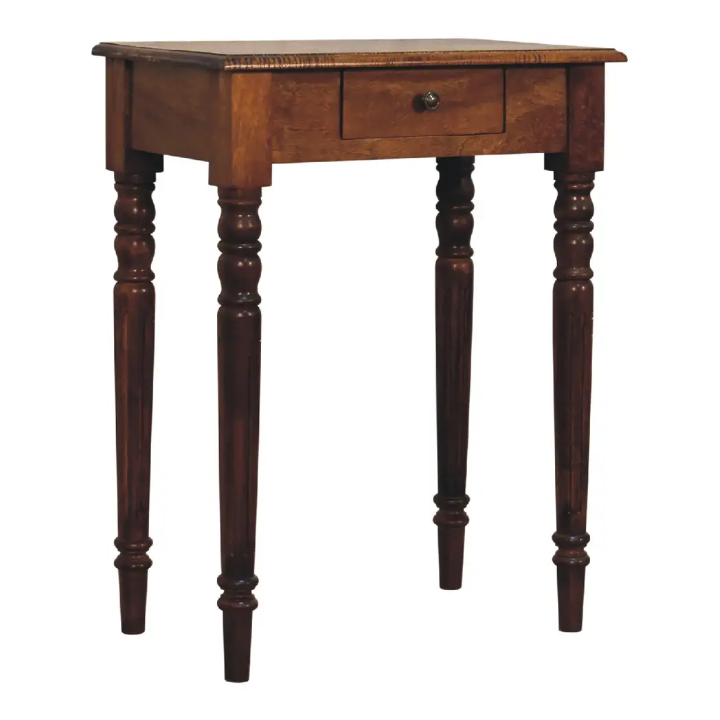 Artisan Furniture Artisan Furniture Solid Wood Chestnut Turned Leg Writing Desk, 1 Drawer, Brown - Desk