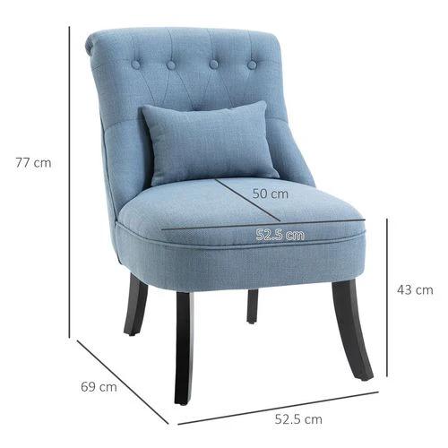 Fabric Single Sofa Dining Chair Upholstered W/ Pillow Solid Wood Leg Living Room by HOMCOM
