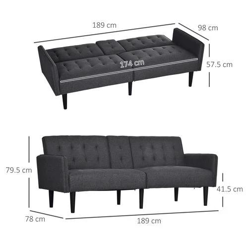 HOMCOM Upholstered Sofa bed 3 Seater Home Theater Futon Recliner with Cupholders Grey - Sofa Bed