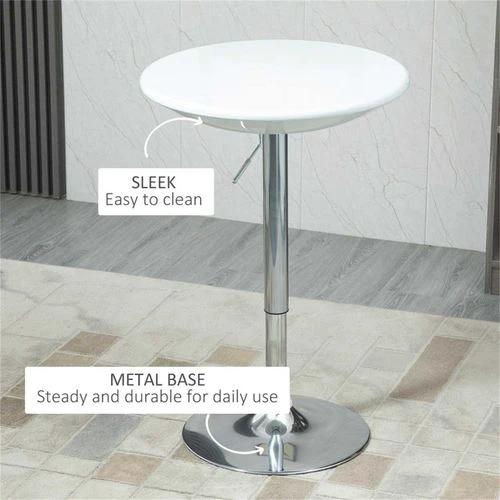 Pneumatic Lift Coffee Bar Table 61 cm Diameter Adjustable Height 76 cm to 97 cm with Swivel Top for Home Bars and Entertaining by N/A