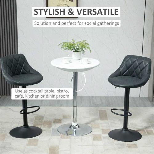 N/A Pneumatic Lift Coffee Bar Table 61 cm Diameter Adjustable Height 76 cm to 97 cm with Swivel Top for Home Bars and Entertaining - Coffee Table