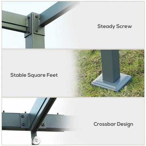 Outsunny Metal Pergola Gazebo Patio Sun Shelter Grape Tent Retractable Canopy Grey - Gazebos