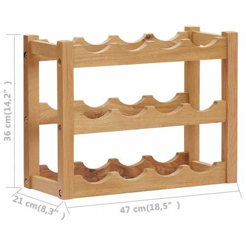 vidaXL Solid Oak Wood Wine Rack for 12 Bottles 47x21x36 cm Rustic Design for Home Wine Storage - Wine Rack