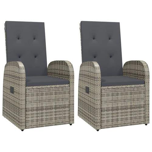 3 Piece Garden Dining Set Grey Poly Rattan&Solid Wood Acacia by vidaXL