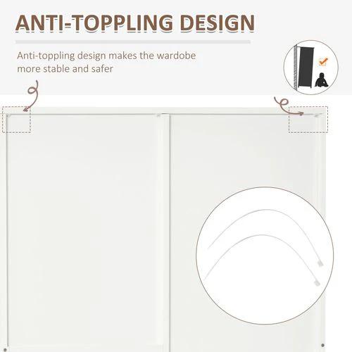 2-Door Wardrobe w/ Adjustable Shelf 3 Drawers for Bedroom, 180cm, White by Unbranded