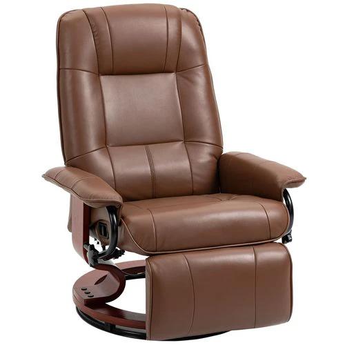 HOMCOM Ergonomic Office Recliner Sofa Chair PU Leather Armchair Lounger Brown by HOMCOM