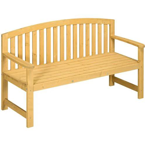 2 Person Garden Bench Wooden Outdoor Furniture with Armrest Orange by Outsunny