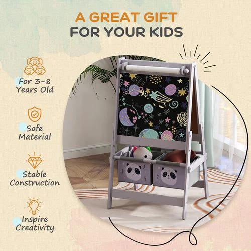 AIYAPLAY 3 In 1 Kids Easel Compact With Paper Roll Whiteboard Blackboard Storage For Home Learning by AIYAPLAY