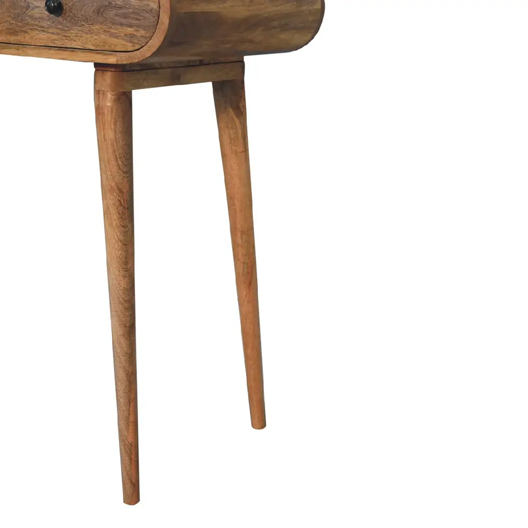 Artisan Furniture Artisan Furniture Solid Wood Curved Oak-ish Writing Desk, 1 Drawer & 1 Shelf, Beige - Desk