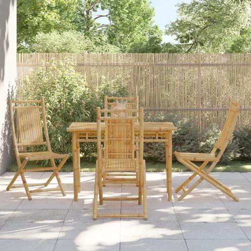 vidaXL vidaXL 5 Piece Bamboo Garden Dining Set with Water-Resistant Finish for Outdoor Entertaining - Garden Set