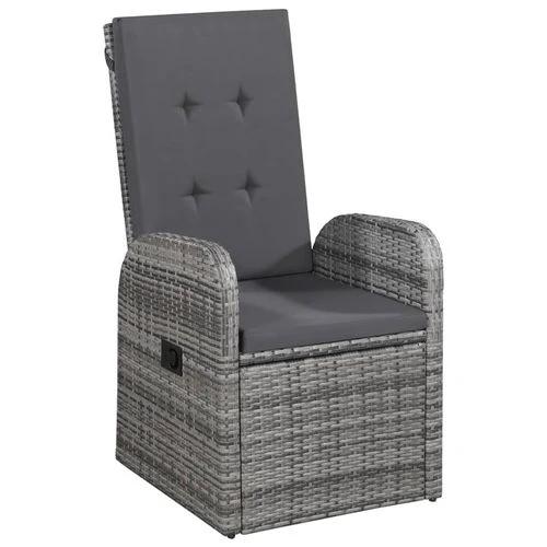 vidaXL 9 Piece Garden Dining Set with Cushions Grey Poly Rattan by vidaXL