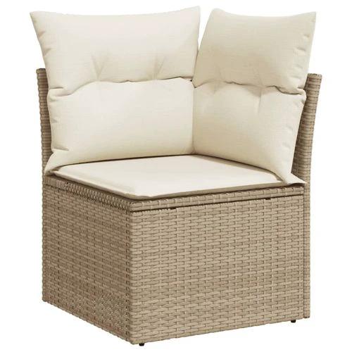 vidaXL 11 Piece Garden Sofa Set with Cushions Beige Poly Rattan by vidaXL