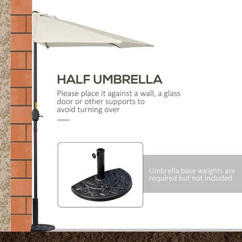 Outsunny Outsunny 3 m Half Round Umbrella Parasol-White - Parasol