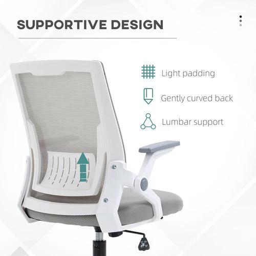 Vinsetto Vinsetto Mesh Office Chair for Home with Lumbar Support, Flip-up Arm, Wheels - Office Chair