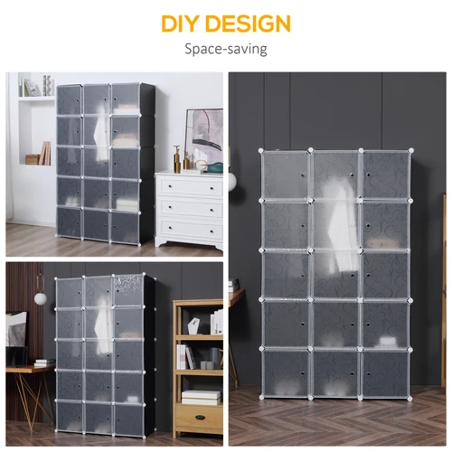 Sturdy DIY Portable Wardrobe Closet 111L x 47W x 183H cm Customizable Modular Storage for Home Organization by HOMCOM