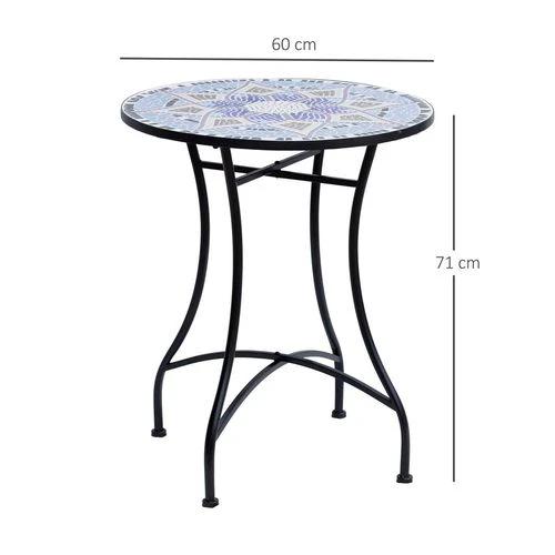 Outsunny Garden Table, Mosaic Round Patio Side Table with 60cm Ceramic Top by Outsunny