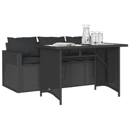 vidaXL vidaXL 2 Piece Garden Dining Set with Cushions Black Poly Rattan - Garden Set