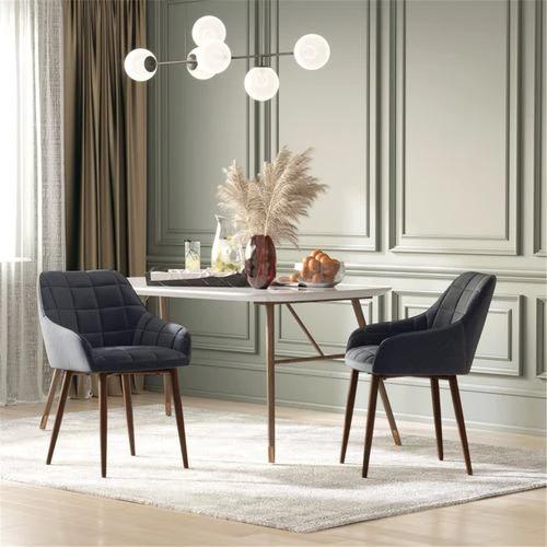 Stylish Dark Grey Dining Chairs Set of Two with Armrests and High Back for Modern Living Spaces by N/A