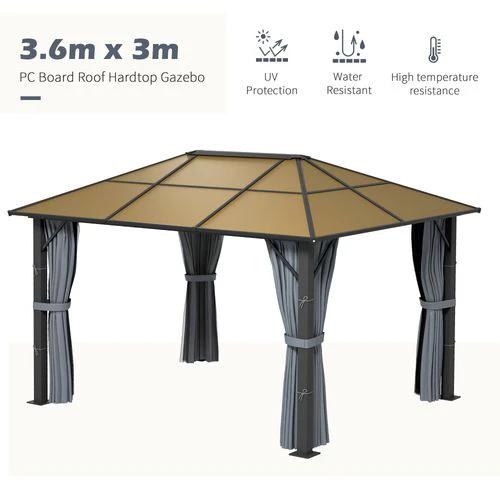 Outsunny 3 x 3.6m Hardtop Gazebo with Aluminium Frame and Curtains by Outsunny