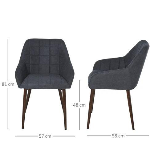 Stylish Dark Grey Dining Chairs Set of Two with Armrests and High Back for Modern Living Spaces by N/A